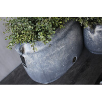 Brynxz ovale stenen pot met oren Ancient clay 27x19x18cm