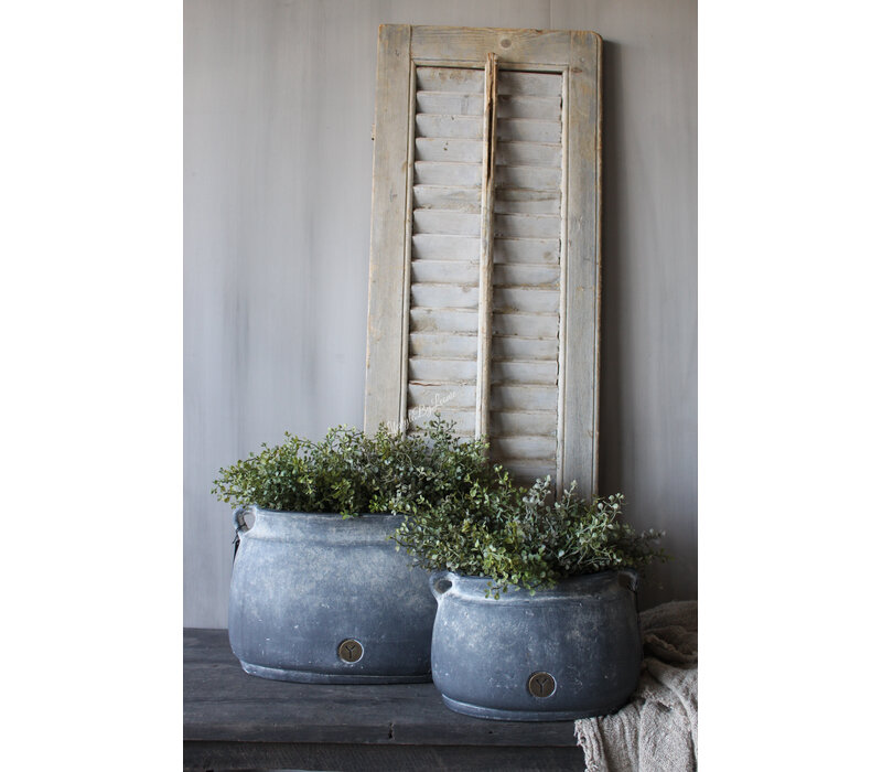 Brynxz ovale stenen pot met oren Ancient clay 37x23x24cm