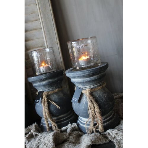 Brynxz dikke baluster kandelaar met touw Ancient clay 22x15cm 