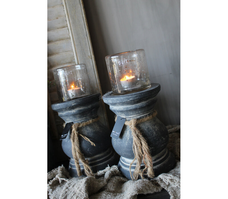 Brynxz dikke baluster kandelaar met touw Ancient clay 22x15cm