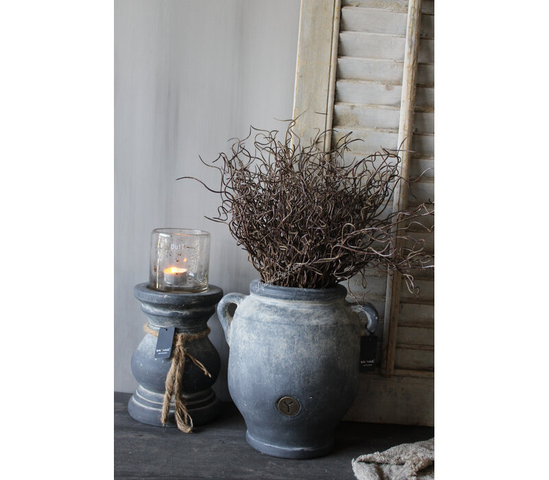 Brynxz dikke baluster kandelaar met touw Ancient clay 22x15cm