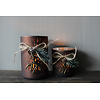 Glazen windlicht brown + kersttoefje 8x7cm