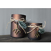 Glazen windlicht brown + kersttoefje 12x8cm