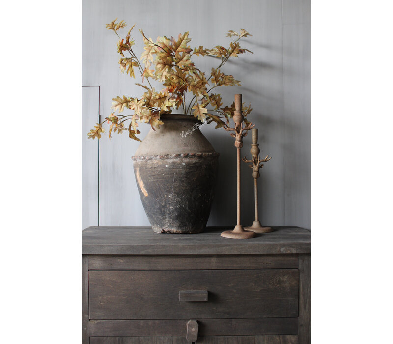 Metalen roestige dinerkaars kandelaar Hert 36cm
