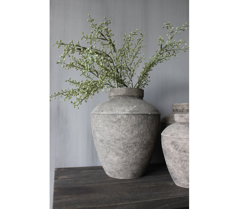 Sobere stenen kruik taupe / black 31x25cm