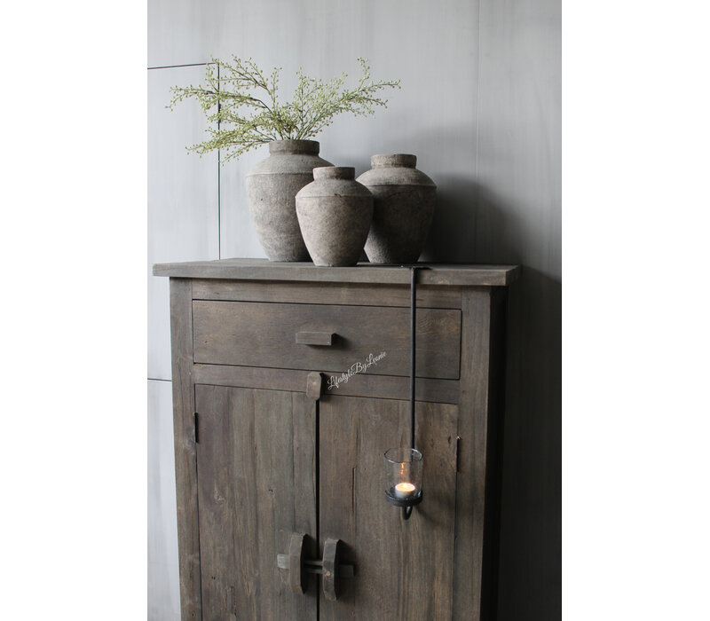 Sobere stenen kruik taupe / black 31x25cm