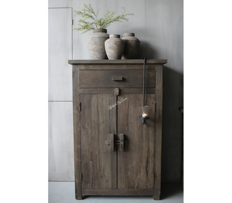 Sobere stenen kruik taupe / black 31x25cm