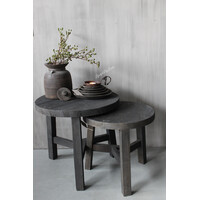 Set ronde tafeltjes Old black 50 & 40 cm