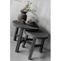 Set ronde tafeltjes Old black 50 & 40 cm