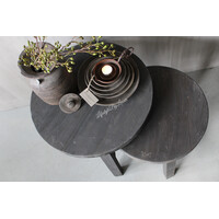 Set ronde tafeltjes Old black 50 & 40 cm