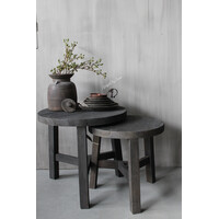 Set ronde tafeltjes Old black 50 & 40 cm