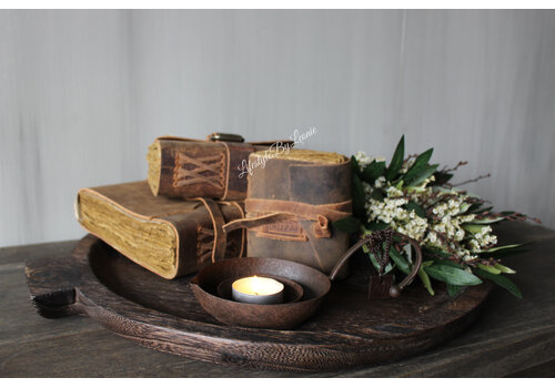 Ronde houten schaal met handvat Woodie 45 x 40 cm