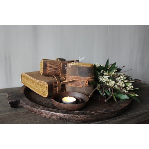 Ronde houten schaal met handvat Woodie 45 x 40 cm 