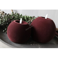 Ronde bol led kaars velvet Brown 12cm