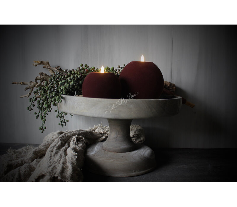Ronde bol led kaars velvet Brown 12cm