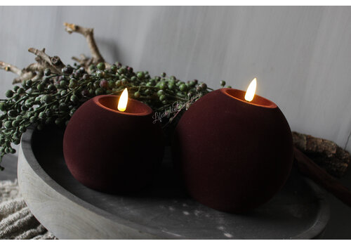 Ronde bol led kaars velvet Brown 10cm