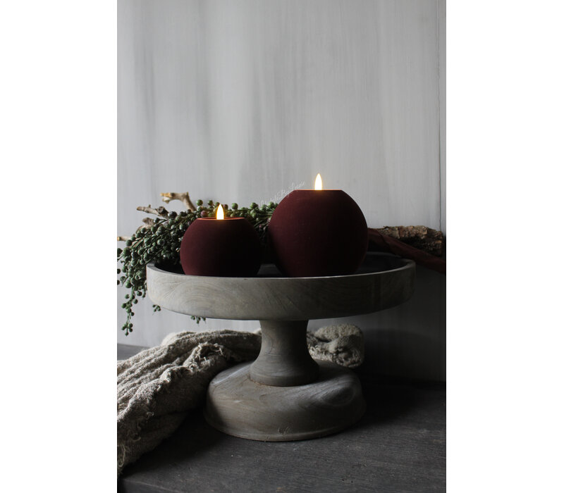 Ronde bol led kaars velvet Brown 10cm