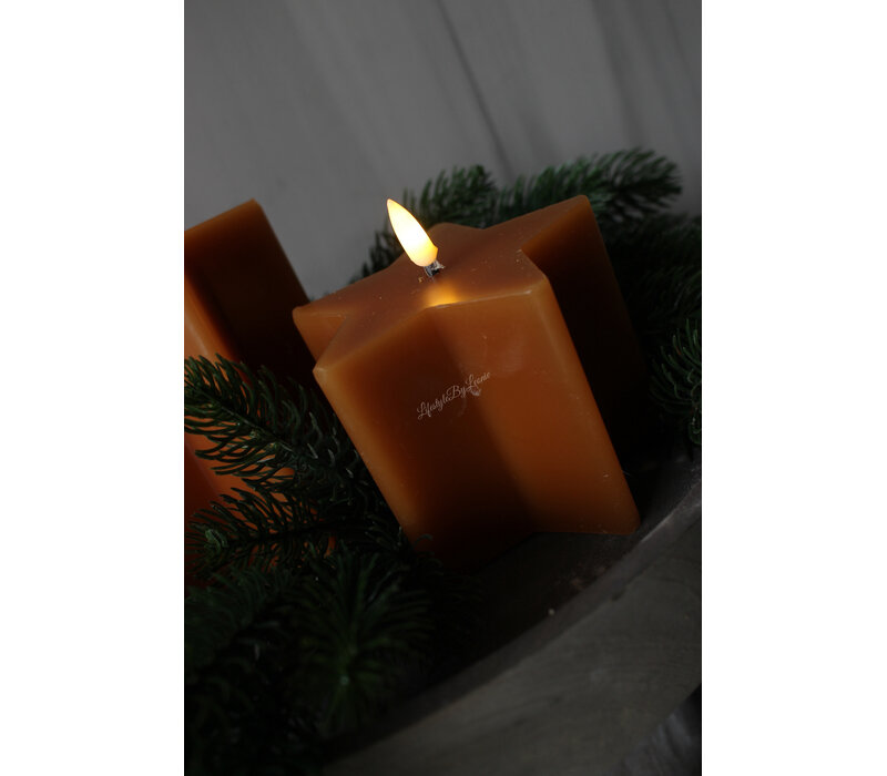 Ster led kaars Amber 8x10cm