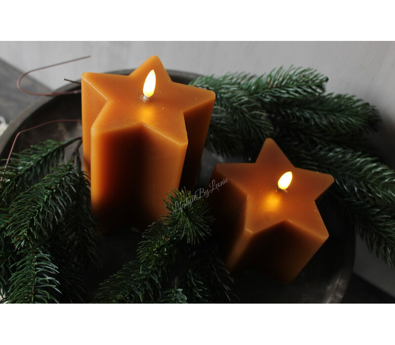 Ster led kaars Amber 8x10cm