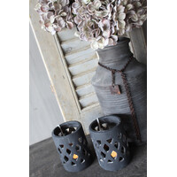 Countryfield theelichthouder Dassel zwart 12 cm