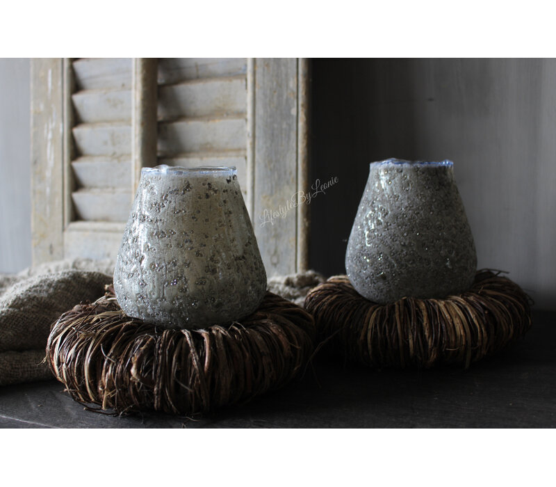 J-line theelichthouder Old Grey 12 cm