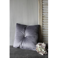 Vierkant kussen velvet grijs 45 x 45 cm
