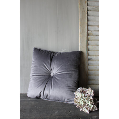 Vierkant kussen velvet grijs 45 x 45 cm 