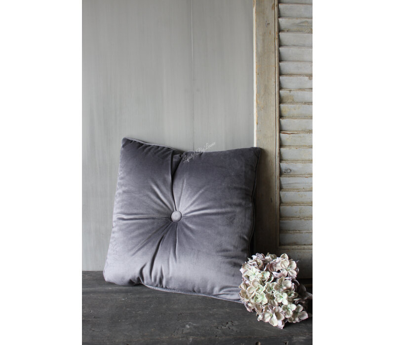 Vierkant kussen velvet grijs 45 x 45 cm