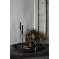 Ronde houten schaal met handvat Woodie 45 x 40 cm