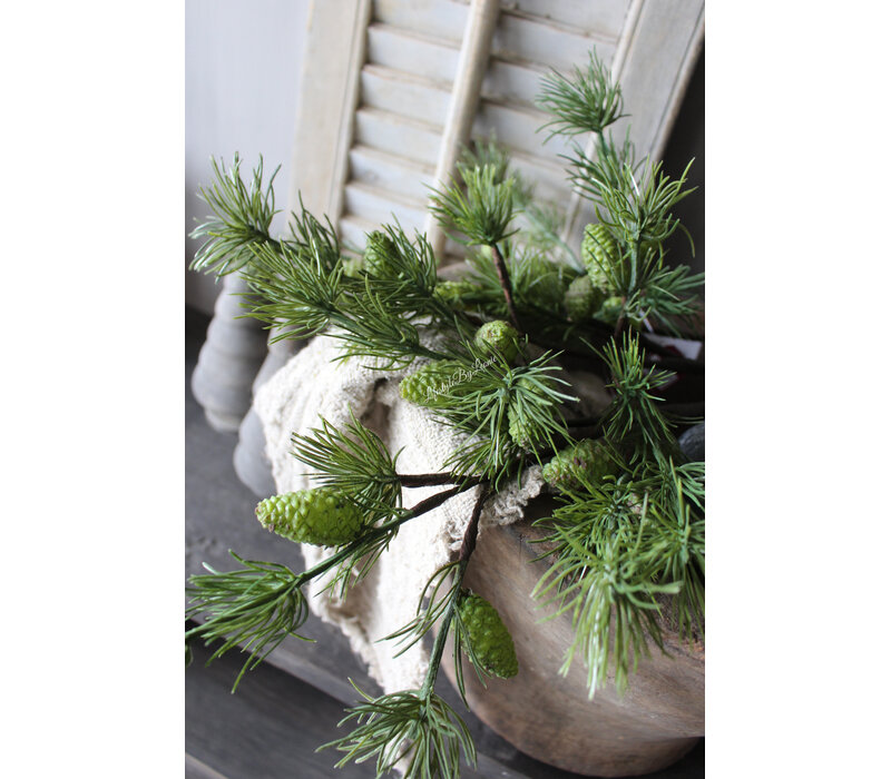 Namaak dennentak met groene dennenappels 78cm