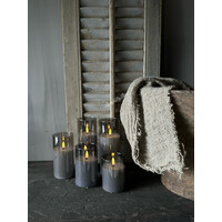 Oplaadbare led kaars in glas set van 5 - Grey smoke