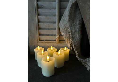 Oplaadbare stompkaarsjes set van 6 - Creme
