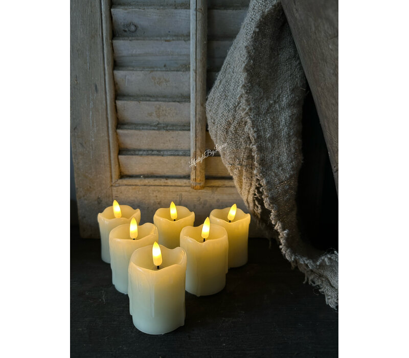 Oplaadbare stompkaarsjes set van 6 - Creme