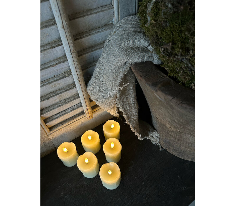 Oplaadbare stompkaarsjes set van 6 - Creme