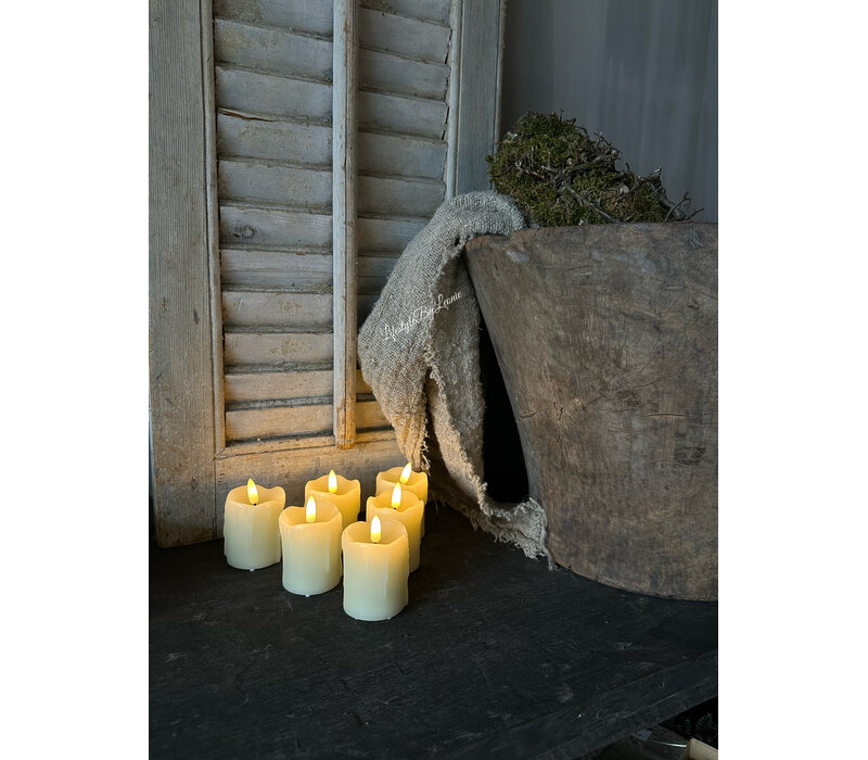 Oplaadbare stompkaarsjes set van 6 - Creme