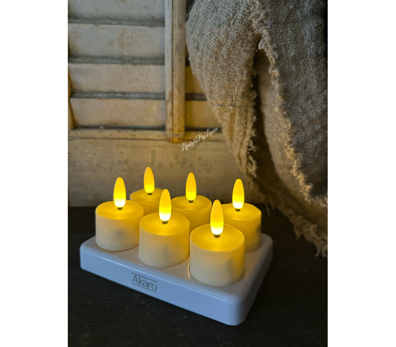 Oplaadbare waxinelichtjes set van 6 - Creme
