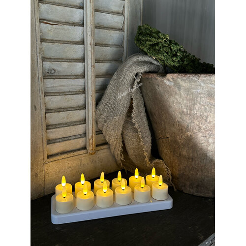 Oplaadbare waxinelichtjes set van 12 - Creme 
