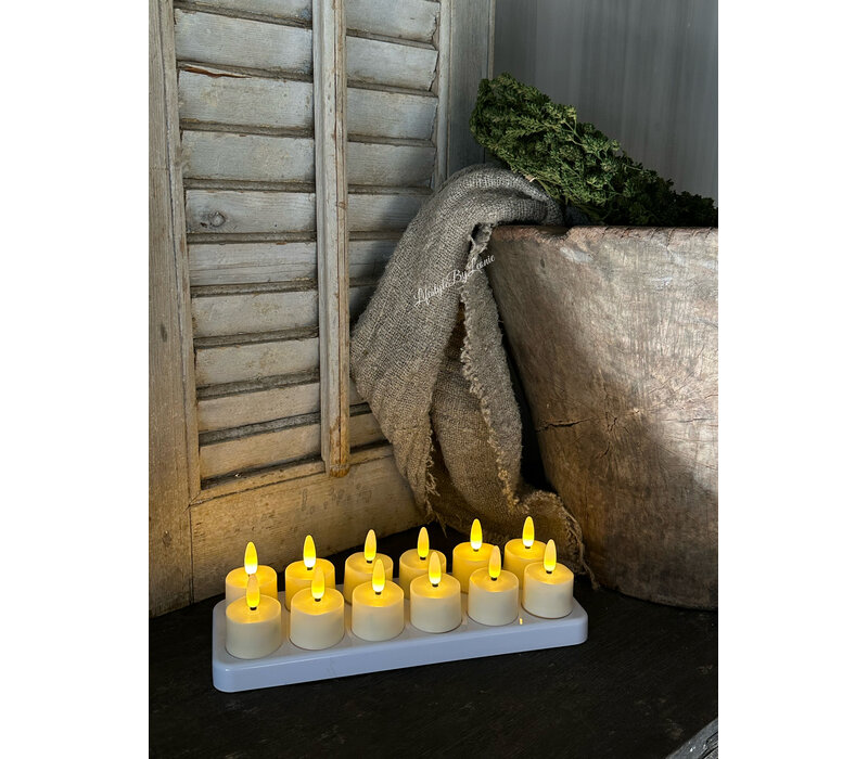 Oplaadbare waxinelichtjes set van 12 - Creme