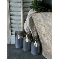 Oplaadbare led kaars in glas set van 3 - Grey smoke