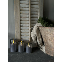 Oplaadbare led kaars in glas set van 3 - Grey smoke