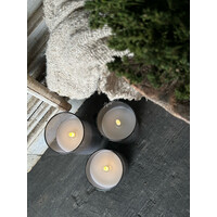 Oplaadbare led kaars in glas set van 3 - Grey smoke