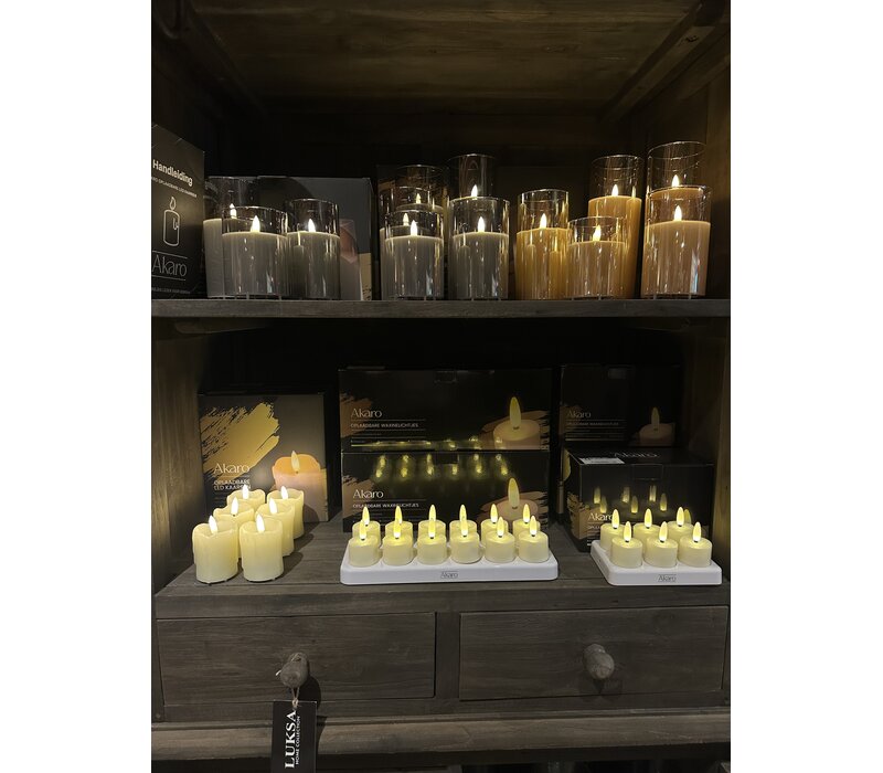Oplaadbare led kaars in glas  set van 5 - Gold smoke