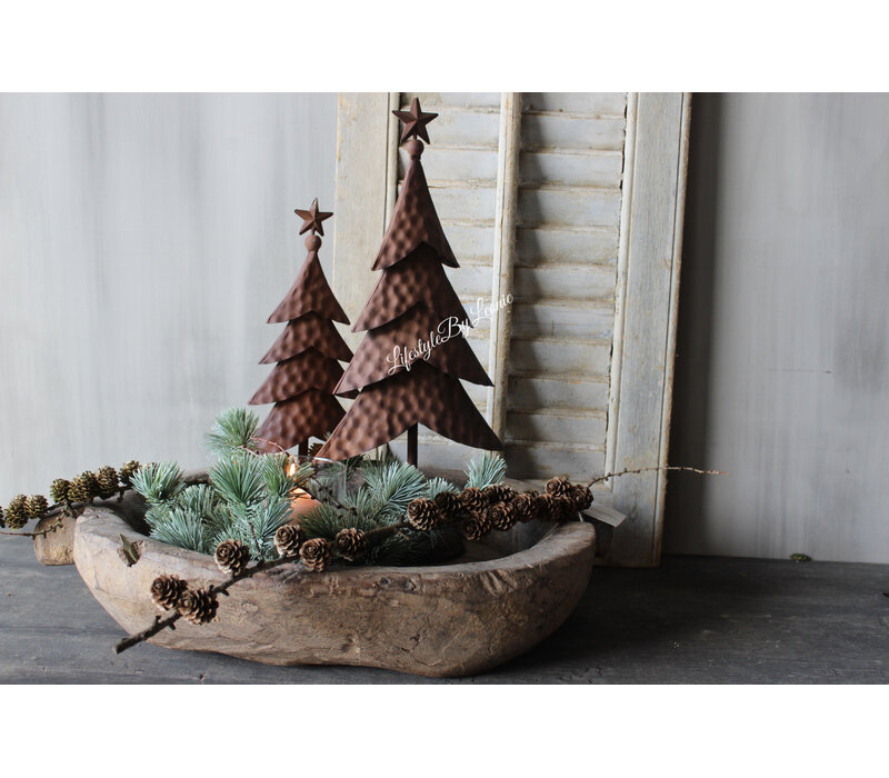 Roestige kerstboom op voet Rudolf 33cm