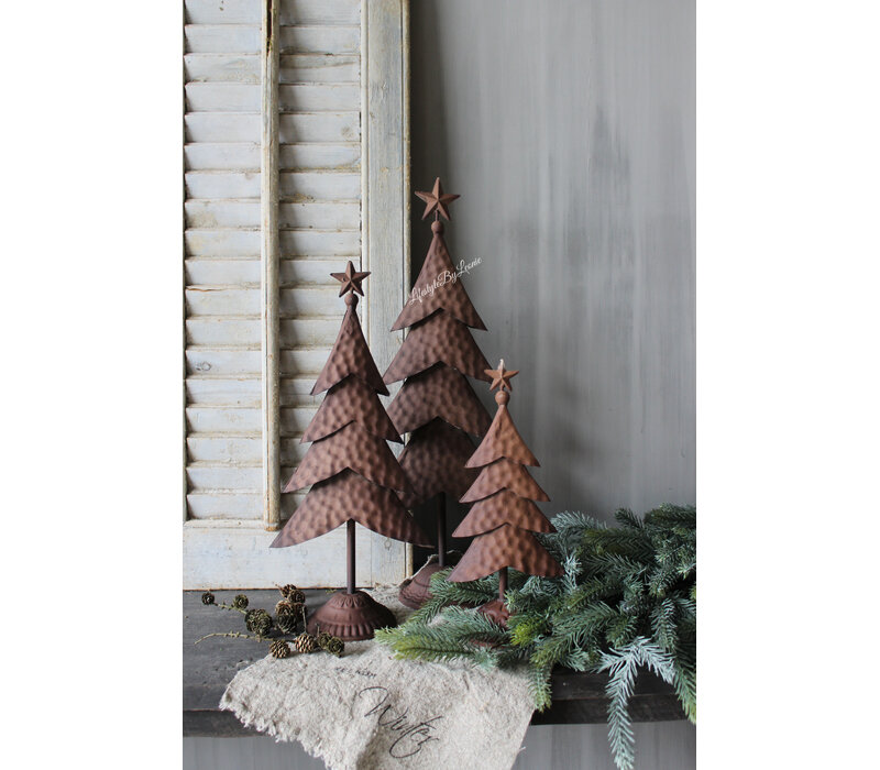 Roestige kerstboom op voet Rudolf 33cm