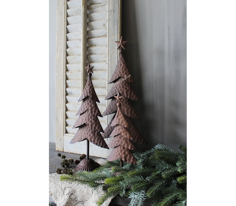 Roestige kerstboom op voet Rudolf 46cm