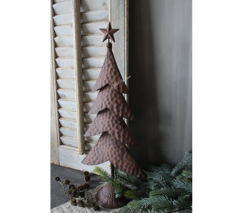 Roestige kerstboom op voet Rudolf 56cm