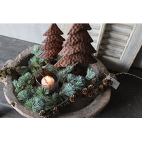 Namaak cedar krans incl windlicht 30cm