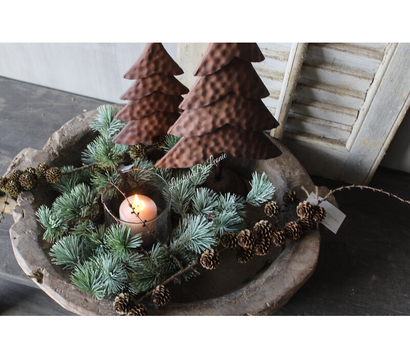 Namaak cedar krans incl windlicht 30cm