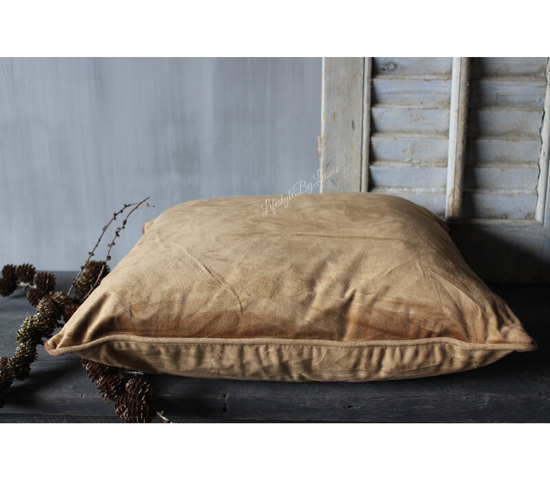 Vierkant velvet kussen tobacco Brown 45x45cm