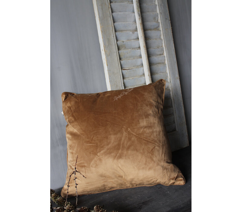 Vierkant velvet kussen tobacco Brown 45x45cm